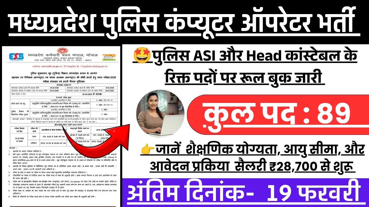 MP Police Computer Operator Vacancy 2026